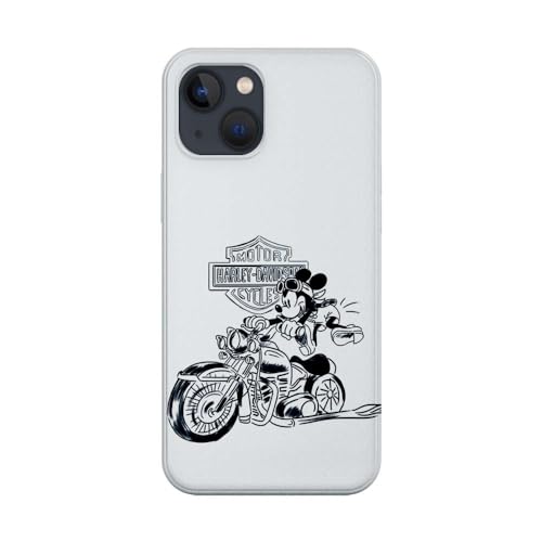 Custodia in silicone morbida trasparente per Apple iPhone stampata in Francia, Harley Davidson M Mouse (iPhone 15)