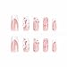 Foccna Press on Nails Medium Long Rhinestone Pink Fake Nails Square Bling Glossy 3D False Nail Tips Artificial Nails Finger Manicure for Women and Girls-24pcs
