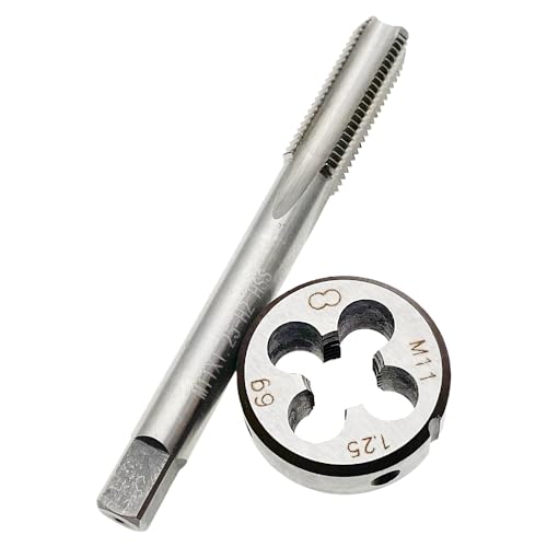 M11x1.25 Tap & Die Set Right Hand M11 x 1.25 Thread Tap Die Machine Screw Tool, M11 x 1.25 Tap Threading Tool Machine M11x1.25 Tap and Round Die
