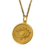 Halskette aus 925er-Sterlingsilber, 22 mm, 45,7 cm lange Kette, handgefertigtes Schutzamulett, Glücksbringer, spirituell, minimalistischer türkischer Talisman, vergoldeter handgefertigter Schmuck