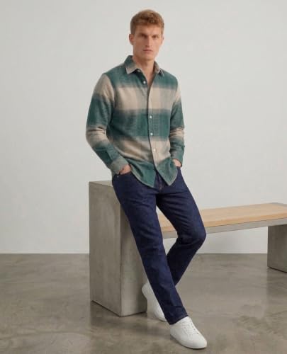 Image of DEELMO Men's Cotton Blend Printed Checkered Casual Shirt | Full Sleeve Button Down Regular Fit Collared Shirt | Soft & Breathable Everyday Wear for Office (Available in Plus Size)