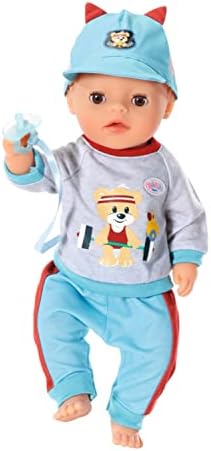 BABY Born Little Sporty Outfit Blue for 36 cm Dolls - Easy for Small Hands, Creative Play Promotes Empathy and Social Skills, For Toddlers 2 Years and Up - Includes Jumper, Trousers, Cap, and Hanger