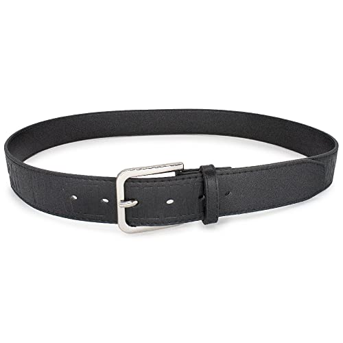 Buckle-Down unisex-adult Marvel Belt, Vegan Leather Belt, Marvel Brick Logo Embossed