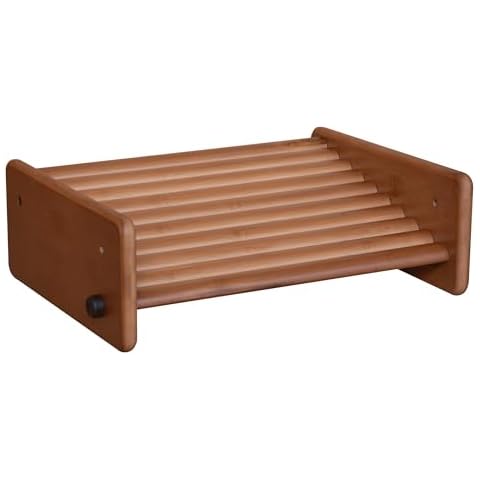 HYNAWIN Adjustable Foot Stool, Ergonomic Foot Rest for Under Desk at Work, Massage Under Desk Footrest for Home, Bamboo Portable Step Stool Under Desk with Anti-Slip Surface and 2 Height Position Cover
