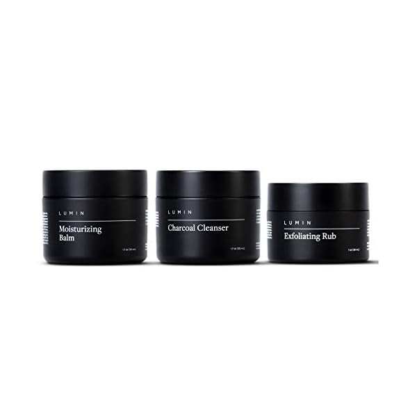 The-Classic-Maintenance-Collection-for-Men-Oily-Skin-Cleanse-Hydrate-and-Renew-Skin-Includes-Moisturizing-Balm-Exfoliating-Rub-and-Charcoal-Cleanser-Achieve-Your-Best-Look-with-Lumin Lumin - Smooth Operator Detox - Men's skincare kit, Includes: Charcoal Face Wash Daily Detox, Charcoal Scrub Deep Detox & Daily Face Moisturizer, Suitable for all skin types, Two Month Supply
