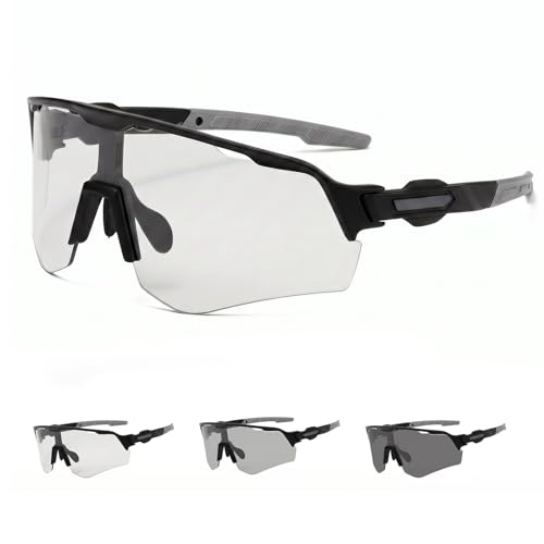 Bawetech Gafas Ciclismo Fotocromáticas, protección UV400, Gafas Running Gafas Ciclismo Hombre Mujer, Gafas de Sol Deportivas para Ciclismo, Motociclismo, Correr, Esquí, Béisbol, Montañismo, Pesca