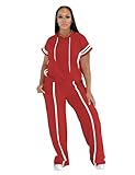 Ulovmi Lounge 2 Piece Sets For Women Summer Cozy Womens Fall Outfits Travel Sweatsuits Fashion Matching Clothing Big Red L