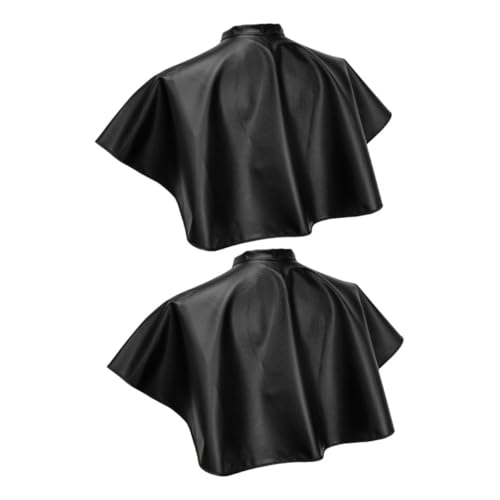 Capa para teñir cabello 2 piezas negra impermeable para salón, delantal para tintura profesional y tratamiento de permanente para adultos miniatura 1