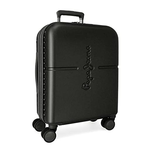 Pepe Jeans Highlight Maleta de Cabina Negro 40x55x20 cms Rígida ABS Cierre TSA Integrado 37L 2,74 kgs 4 Ruedas Dobles Extensible Equipaje de Mano