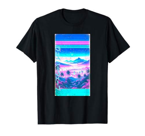 Japanese Aesthetic Vaporwave Califonia Urban City AI Ocean T-Shirt