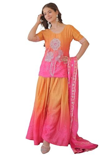 Costume Sharara brodé Chinnon : tenue indienne confortable et sans plis