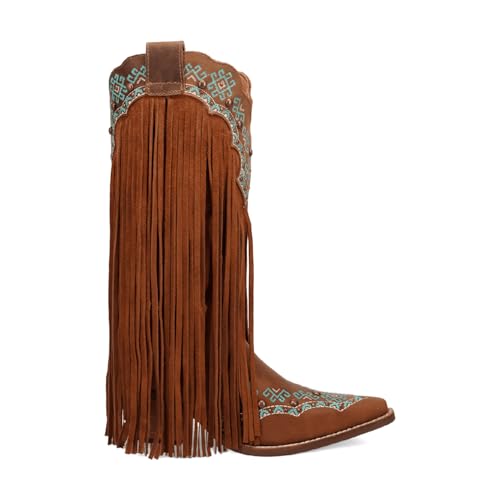 UniqueStride Women Embroidery Fringe Western Boots Tassels Suede Chunky Heel Cowboy Cowgirl Studded Vintage Boots2