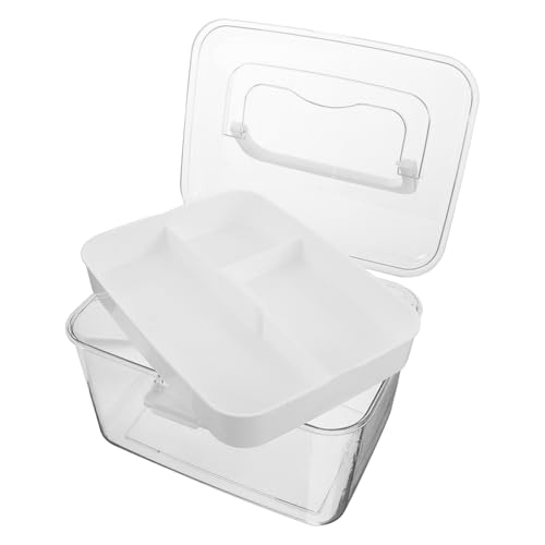 DOITOOL Boîte de Rangement pour avec poignée - Bac de Rangement Transparent Armoire à Pharmacie familiale Portable Organisateur de en Plastique Étui de Rangement pour pilules de Voyage