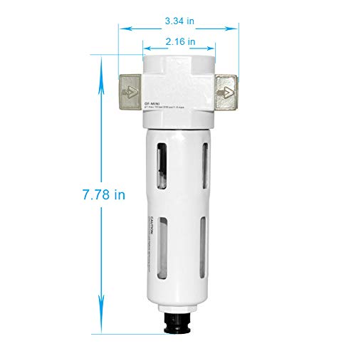 Beduan 1/2" Air In-Line Compressed Particulate Filter,Moisture Water Trap Filter With Visible Bowl,Manual Drain(Midi) #TOP3