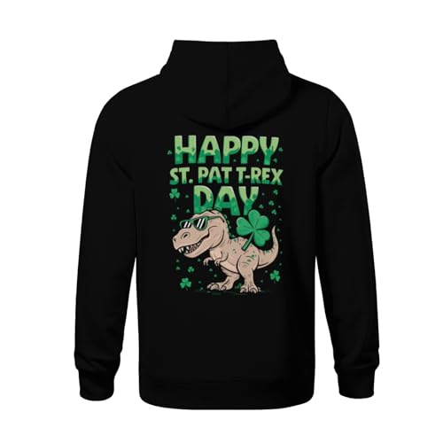 Kids Funny Happy St Pat Trex Day Dinosaur St Patricks Day Boys Girls Lightweight Kangaroo Pocket Fleece Hoodies2