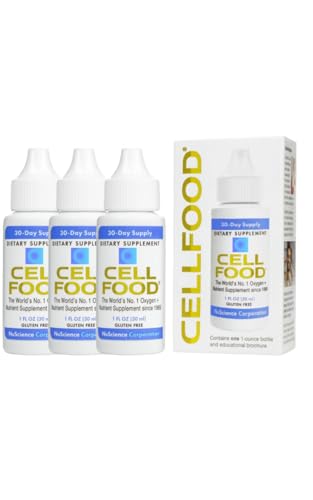 Cellfood Oxygen Boost - 1 fl oz, 3 Pack - Liquid Oxygen Supplement for Lymphatic Drainage, Altitude Sickness, Jet Lag, Fatigue, Headaches, Hangovers & Energy - Gluten Free, Cert. Kosher