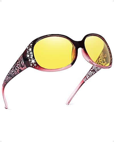 IGnaef Night Driving Glasses for Womens Polarized Yellow Night Vision Glasses Anti Glare IF008