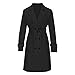 Maiyifu-GJ Mid Long Trench Coat for Women Double Breasted Classic Lapel Windproof Overcoat Fashion Outerwear With Belt (Black,Medium)