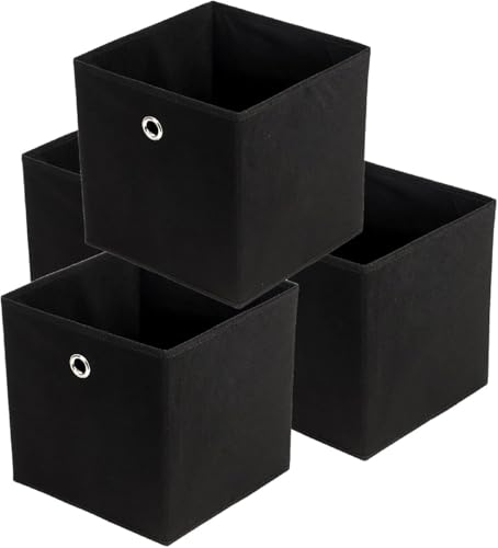 KingSaid Caja plegable de 4 unidades, 32 x 32 x 32 cm, caja de tela, cajones, con orificio para los dedos, organizador de juguetes para estantes Kallax, separador de espacios, color negro KingSaid Caja plegable de 4 unidades, 32 x 32 x 32 cm, caja de tela, cajones, con orificio para los dedos, organizador de juguetes para estantes Kallax, separador de espacios, color negro