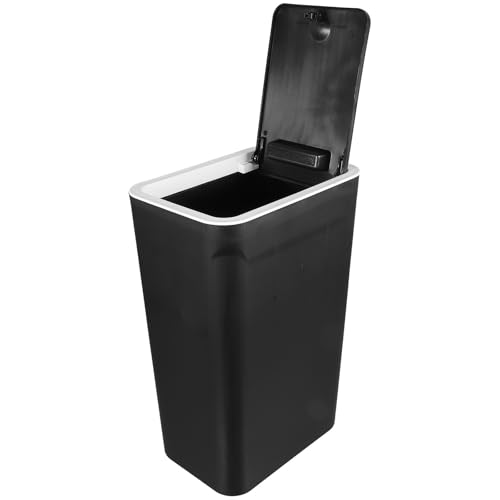Zerodeko Cubo de Basura con Tapa Presión 10l Negro Compacto 22x15,5x33 Cm Plástico Delgado para Cocina Baño Oficina Pequeño Bote de Basura Papelera Funcional y Práctica