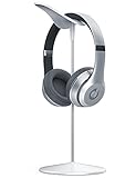 Amazon Brand - Eono Soporte para Auriculares Universal - Juegos Auriculares y Cascos, Mesa Base Estable de Aluminio Escritorio Organización para Todos los Auriculares - Blanco