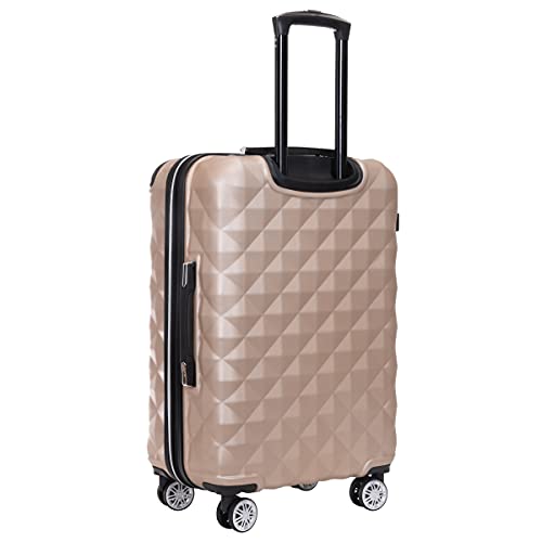 Image of Kenneth Cole REACTION Diamond Tower Collection Lightweight Hardside Expandable 8-Wheel Spinner Travel Luggage, Rose Champagne, 24-Inch Checked