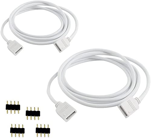ZPT Electronics 2 Pack 1M 3.3ft Extension Cable Connect Female Plug to SMD 5050 RGB LED Strip Light with Free 4pcs 4pin Connector