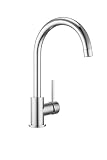 WELLBAD CASCADE Rubinetto da cucina cromato – beccuccio girevole a 360° in acciaio inox pressofuso, con cartuccia intercambiabile da 35 mm, materiale di montaggio incluso
