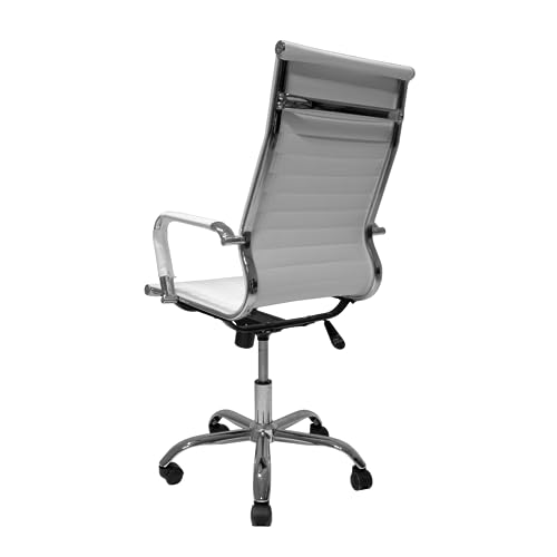 Kit Cadeira Escritório Stripes Presidente + 2 Cadeiras Fixas Brancas Ergonômicas, Altura Regulável