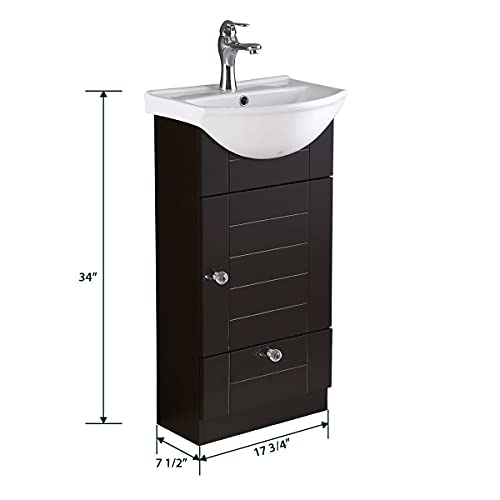 Mahayla 17 3/4" Small Cabinet Vanity Bathroom Sink Black With Faucet Drain Overflow And Storage Space Saving Drawer Renovators Supply Manufacturing #TOP1