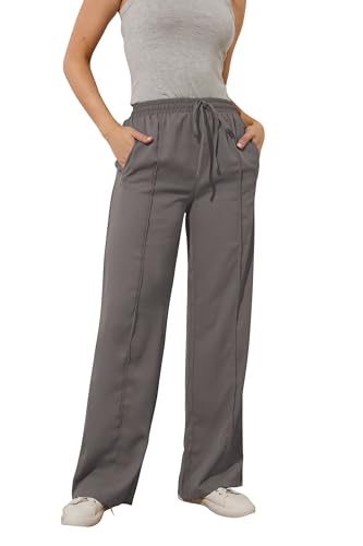 Long Tall Sally - LTS Tall Tie Waistband Wide Leg Trousers - Women's Grey