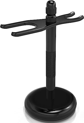 Favali Soporte de Afeitado y Brocha de Afeitar (Negro),Soporte de Afeitado Brocha, Soporte para Afeitadora y Brocha de Afeitar Soporte para Cepillo Portátil 2 en 1 para Hombres
