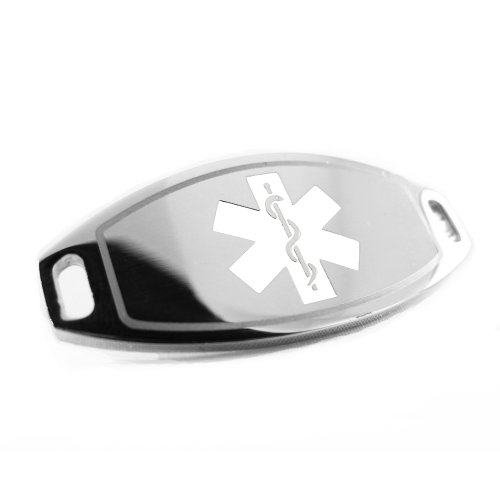 My Identity Doctor - Steel, Medical Alert ID Plate, Can be Attached to an ID Bracelet, White Symbol