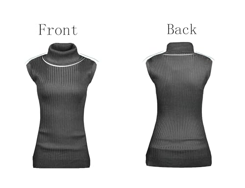 Image of v28 Women Sleeveless High Neck Turtleneck Stretchable Knit Sweater Top