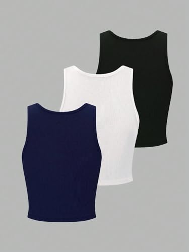 Image of KERI PERRY Tops for Women Crop Top for Women's Tank Activewear Tee Sports Western Casual Cotton Camisole Pack of 3 Combo