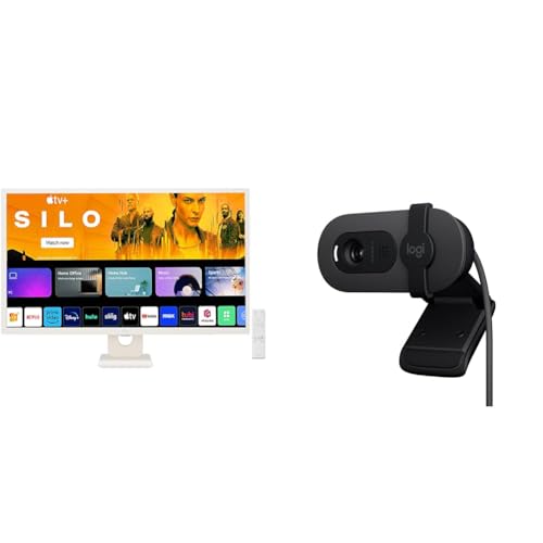 Image of LG 32SR50F Smart Monitor (32 inch, 80cm), FHD IPS Display (1920 x 1080) with webOS, Work & Play Smarter, ThinQ Home Dashboard, AirPlay 2 + Screen Share + Logitech Brio 100 Full HD 1080P Webcam