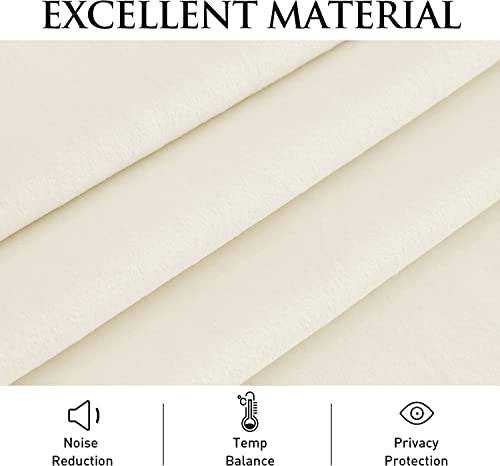 Double Pinch Pleated Velvet Curtains Ultra Soft Velvet Window Treatments Drapes For Home Pack Of 2 Panels, Hook, Tiebacks (Cream, 52"X63") #TOP2