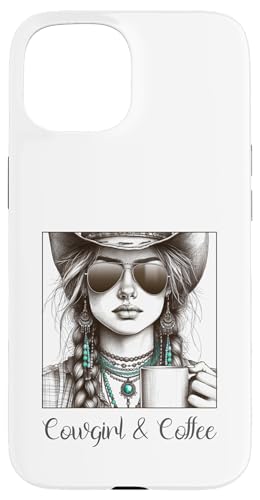 Western Cowgirl and Coffee Wild West Cowgirls �X�}�z�P�[�X iPhone 15 �p