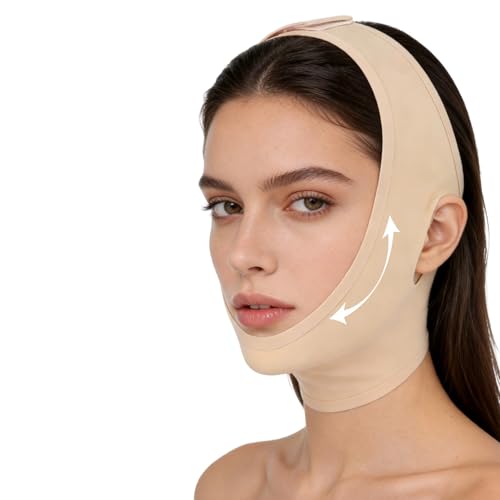 Collagen Face Sculpt Wrap Supports Jawline Sculpting & Firming Reusable & Washable Face Mask for Wear While Sleeping Skin-Friendly and Breathable Daily Wear & Travel (Beige)