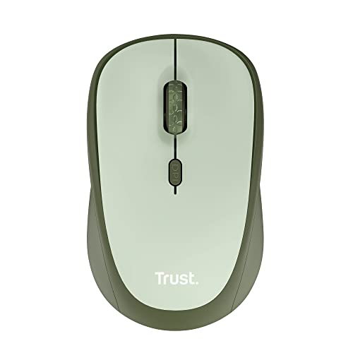 Trust Yvi+ Cicha mysz bezprzewodowa, zrównoważony design, 800-1600 DPI, dla użytkowników leworęcznych i praworęcznych, do przechowywania mikro odbiornika USB, cicha kompaktowa mysz komputerowa do