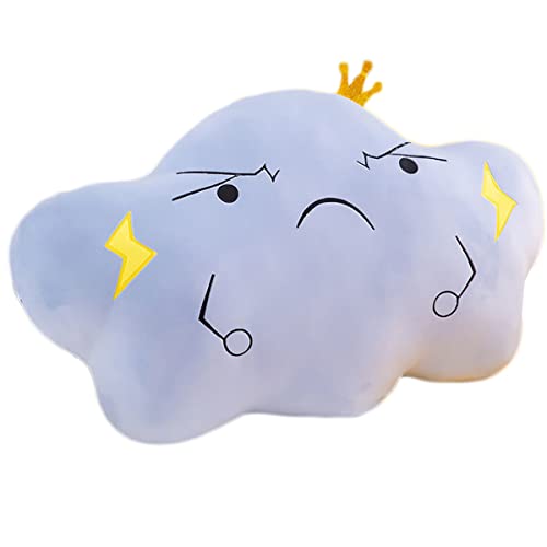 Cloud Shaped Pillow Creativity Emoji Smiley Emoticon Cushion Pillow Stuffed Plush Throw Pillow Home Living Room Decoration Pillows (45cm/17.71inch, Blue)