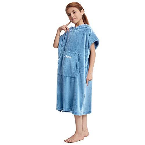 Hiturbo KIDCH2103-BLUE Kids Towel Changing Robe: Soft Plush Bath Towels thumb #2
