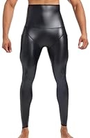 Ausing Herren Slim Fit Hose Leder Lederhose Hohe Taille Leggings mit Taschen Kunstlederhosen Casual Stretch Kostüm Rave Party Schwarz S