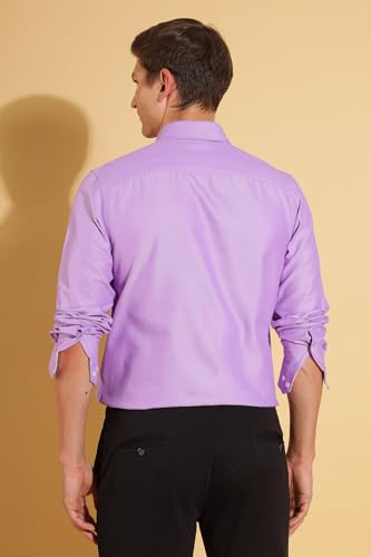 Image of Fyltr Men's Regular Fit Oxford Cotton Blend Shirt - Full Sleeve | Contrast Trim Fabric | Formal Shirts for Men