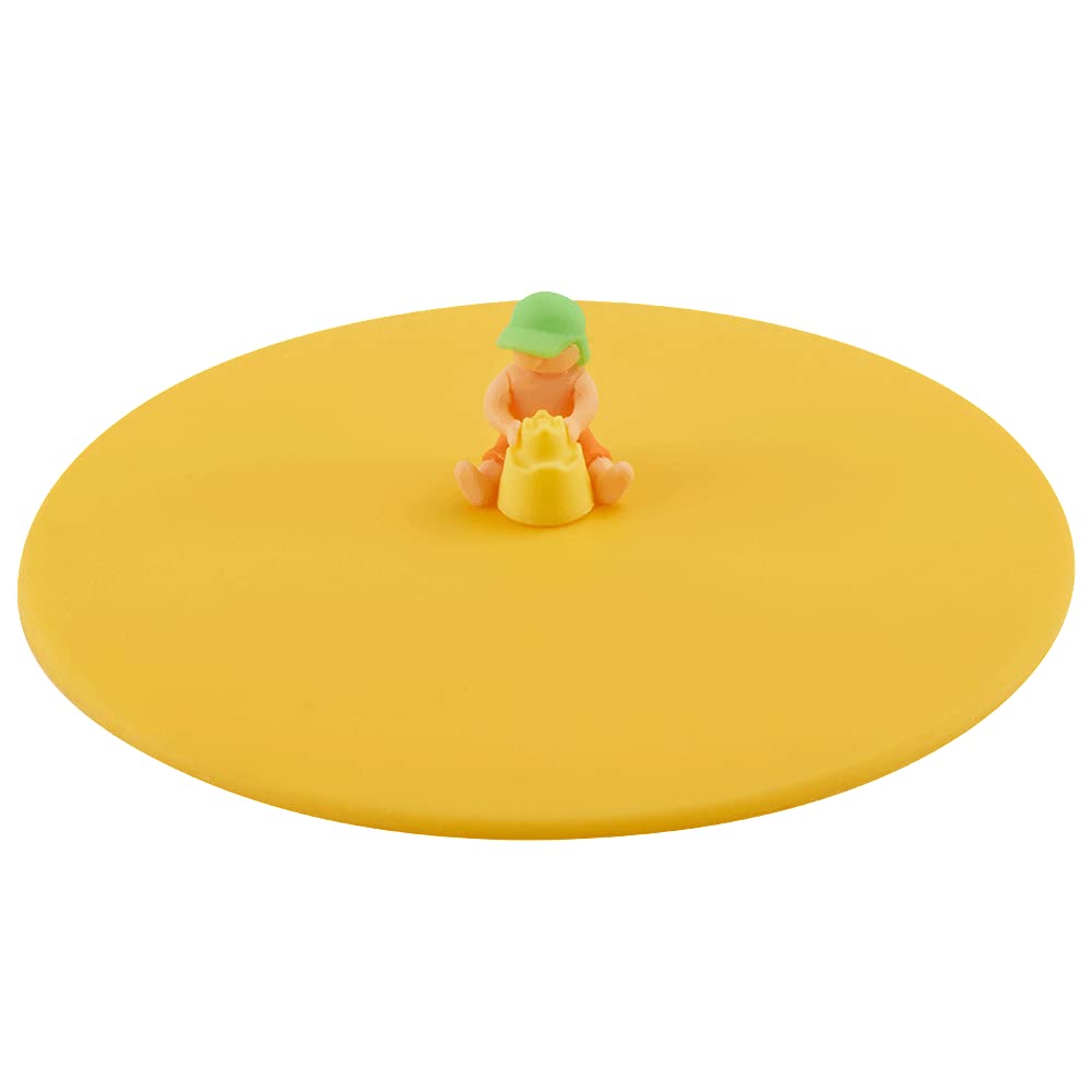 Lurch 210885 My Lid Beach Kids Simon Sandburg, Glass Cover Made of BPA-Free Premium Platinum Silicone, Diameter 10.5 cm