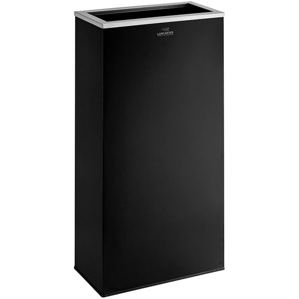 Metal Rectangular Trash Can Black Powder-Coated 17 Gallon Indoor Freestanding 18 25x9 5x35 5 Inches