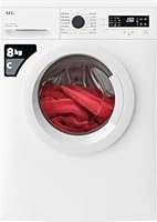 AEG 5000 Series Washing Machine 8kg LFX50844B, TimeSave and AutoSense to Adjust Washing Cycles, AntiAllergy Program, Quick Wash, 8kg Load, 1400rpm, 76 dB, Class C, White