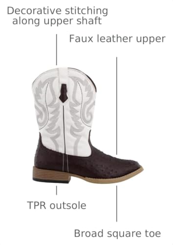 Image of ROPER Mens Bumps Ostrich Square Toe Casual Boots Mid Calf - Brown, White