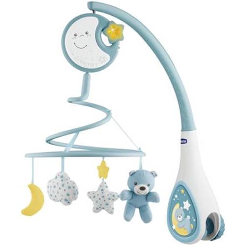 Chicco Next2Dreams Babybett Mobile mit Licht und Musik - 3 in 1 Baby Mobile Kompatibel mit Next2Me Babybett, mit Soundeffekten, Nachtlichtprojektor und Klassischer Musik - 0+ Monate, Blau