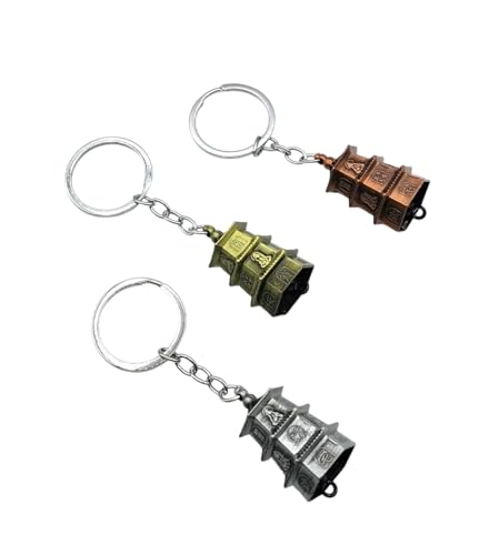 Image of Classic Antique Tibetan Temple Bell Shaped Keyring for Gift Gaurdian bell for Car Bike Bags Metal Key ring Key Chain Bag Charm Gift